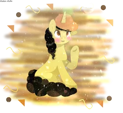 Size: 4753x4364 | Tagged: safe, artist:asika-aida, derpibooru import, oc, unofficial characters only, pony, unicorn, absurd resolution, commission, female, mare, open mouth, raised hoof, sitting, solo