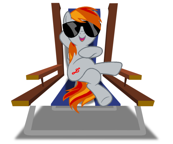 Size: 977x818 | Tagged: safe, artist:dashiesparkle, derpibooru import, oc, oc:tridashie, unofficial characters only, pegasus, pony, chillaxing, recolor, sitting, solo