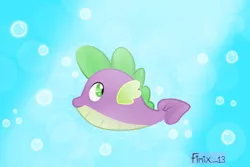 Size: 1800x1200 | Tagged: artist:fimix_13, derpibooru import, my little pony: the movie, puffer fish, safe, solo, species swap, spike, spike the pufferfish, that was fast