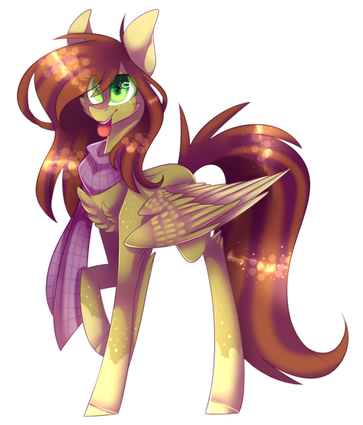 Size: 2071x2425 | Tagged: safe, artist:huirou, derpibooru import, oc, unofficial characters only, pegasus, pony, clothes, female, high res, mare, raised hoof, scarf, simple background, solo, starry eyes, tongue out, transparent background, wingding eyes