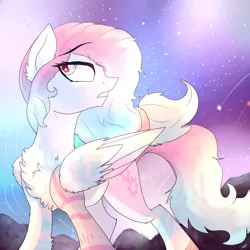 Size: 2000x2000 | Tagged: safe, artist:zaphyray, derpibooru import, oc, oc:star chaser, unofficial characters only, pegasus, pony, chest fluff, female, high res, mare, night, shooting star, solo