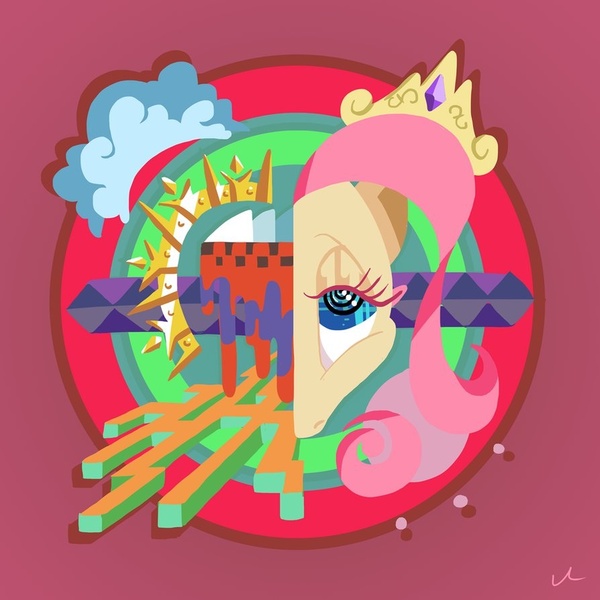 Size: 894x894 | Tagged: abstract, artist:docwario, crown, derpibooru import, fluttershy, jewelry, regalia, safe, surreal