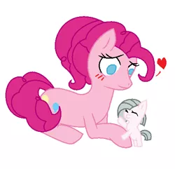 Size: 491x473 | Tagged: artist:zero the hero, blushing, derpibooru import, heart, ms paint, next generation, no pupils, oc, pinkie pie, pixel art, safe, simple background, white background