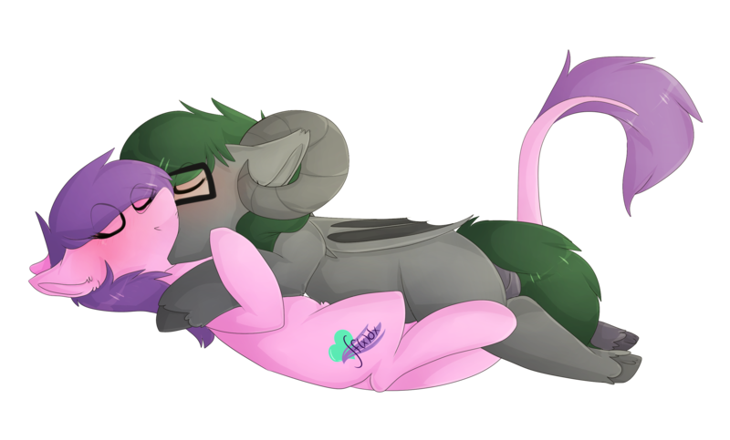 Size: 2895x1747 | Tagged: safe, artist:oddends, derpibooru import, oc, unofficial characters only, bat pony, pony, commission, glasses, horns, kissing, simple background, transparent background