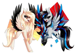 Size: 3186x2218 | Tagged: safe, artist:huirou, artist:underdise, derpibooru import, oc, oc:huirou lazuli, unofficial characters only, pegasus, pony, black sclera, colored wings, female, high res, mare, multicolored wings, necktie, simple background, spiked wristband, tongue out, transparent background, wristband