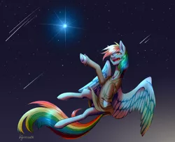 Size: 2700x2200 | Tagged: safe, artist:bigmoon206, derpibooru import, rainbow dash, pony, the count of monte rainbow, clothes, crossover, i will be there, open mouth, rainbow dantes, signature, singing, solo, stars, the count of monte cristo