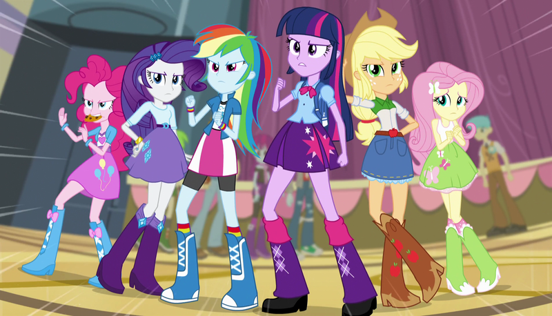 Size: 1904x1090 | Tagged: safe, derpibooru import, screencap, applejack, bright idea, cherry crash, fluttershy, mystery mint, pinkie pie, rainbow dash, rarity, thunderbass, twilight sparkle, valhallen, equestria girls, rainbow rocks, backpack, balloon, boots, bowtie, bracelet, clothes, compression shorts, cookie, cowboy boots, cowboy hat, denim skirt, hat, high heel boots, jewelry, leg warmers, pantyhose, pleated skirt, ripped pantyhose, shoes, shorts, skirt, socks, stetson