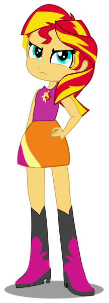 Size: 1021x2821 | Tagged: safe, artist:jongoji245, derpibooru import, sunset shimmer, equestria girls, boots, clothes, cute, freshman, high heel boots, simple background, skirt, solo, transparent background, vector, younger