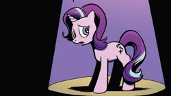 Size: 1136x640 | Tagged: safe, artist:andypriceart, derpibooru import, idw, starlight glimmer, pony, unicorn, spoiler:comic48, open mouth, solo, spotlight