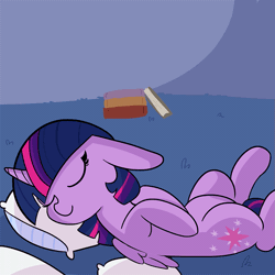Size: 907x907 | Tagged: safe, artist:tjpones, derpibooru import, twilight sparkle, twilight sparkle (alicorn), alicorn, pony, animated, book, breathing, cute, cutie mark, ear twitch, eyes closed, floppy ears, gif, leg twitch, lying, on back, on the floor, pillow, sleeping, smiling, solo, tjpones is trying to murder us, twiabetes, weapons-grade cute