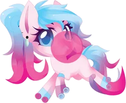 Size: 3665x2984 | Tagged: safe, artist:sorasku, derpibooru import, oc, oc:faylinn, unofficial characters only, earth pony, pony, bubblegum, ear piercing, earring, female, food, gradient mane, gum, high res, jewelry, mare, piercing, roller skates, simple background, solo, transparent background