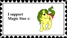 Size: 222x125 | Tagged: artist:harleezpix, artist:kfc28371, derpibooru import, deviantart stamp, g1, magic star, safe, solo, text