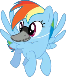 Size: 6400x7417 | Tagged: absurd resolution, artist:soren-the-owl, derpibooru import, disguise, duck bill, flying, literal duck face, rainbow dash, rainbow goose, safe, simple background, solo, .svg available, tanks for the memories, transparent background, vector