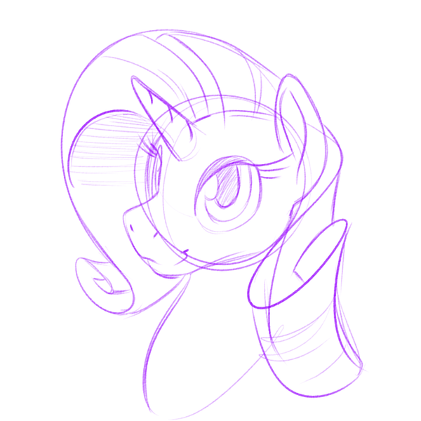 Size: 700x700 | Tagged: safe, artist:goat train, deleted from derpibooru, derpibooru import, rarity, pony, bust, monochrome, portrait, simple background, sketch, solo, white background