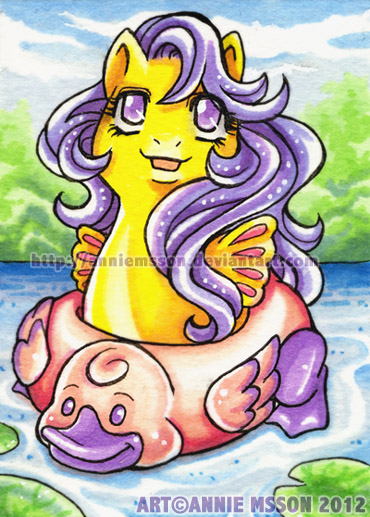 Size: 370x517 | Tagged: safe, artist:anniemsson, derpibooru import, sea star, pony, sea pony, baby, baby pony, g1, markers, solo, traditional art, watermark