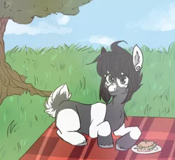 Size: 600x550 | Tagged: safe, artist:riiichie, derpibooru import, oc, unofficial characters only, earth pony, pony, food, picnic, sandwich, solo