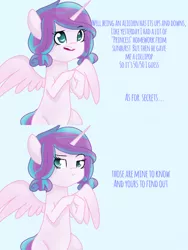 Size: 900x1200 | Tagged: safe, artist:doodledonut, derpibooru import, princess flurry heart, alicorn, pony, ask, flurry heart replies, older, solo, tumblr