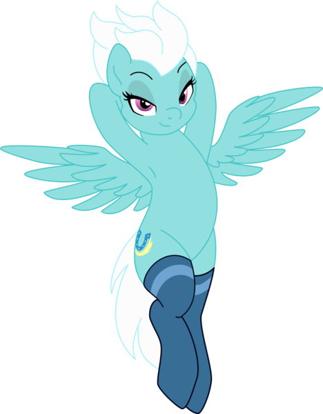 Size: 3420x4384 | Tagged: safe, artist:brianblackberry, derpibooru import, edit, fleetfoot, pony, absurd resolution, armpits, bedroom eyes, body pillow, body pillow design, clothed ponies, clothes, female, pinup, seductive look, seductive pose, sexy, simple background, socks, solo, spread wings, stupid sexy fleetfoot, transparent background
