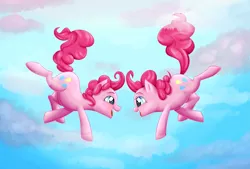 Size: 5035x3400 | Tagged: absurd resolution, artist:dari-draws, bubble berry, derpibooru import, falling, looking at each other, pinkie pie, rule 63, safe, self ponidox, smiling