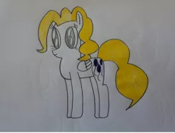 Size: 960x725 | Tagged: safe, artist:danishtreats, derpibooru import, surprise, pegasus, pony, g1, g1 to g4, generation leap, pencil drawing, smiling, solo, traditional art