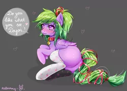 Size: 8267x5905 | Tagged: suggestive, alternate version, artist:vanilla166, derpibooru import, oc, unofficial characters only, pegasus, pony, absurd resolution, bell, bell collar, blushing, clothes, collar, colored pupils, commission, ear fluff, female, gray background, heart, heart eyes, looking at you, looking back, looking back at you, mare, simple background, socks, solo, solo female, wing fluff, wingding eyes