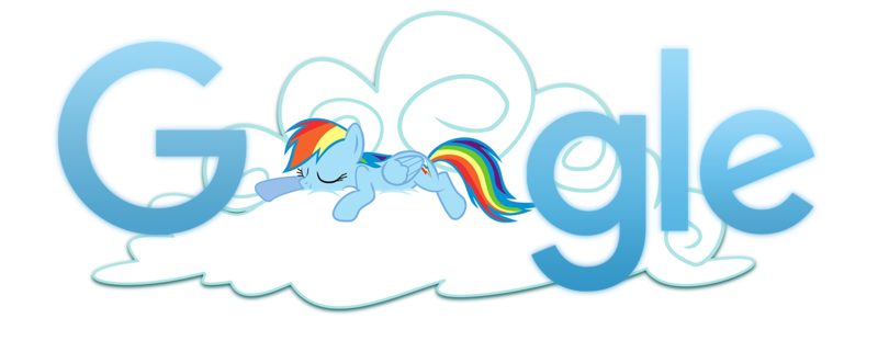 Size: 1800x700 | Tagged: safe, artist:xxmaxterxx, derpibooru import, rainbow dash, pegasus, pony, cloud, female, google, google doodle, logo parody, mare, simple background, sleeping, solo, transparent background