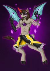 Size: 1748x2500 | Tagged: alicorn, alicorn oc, anthro, artist:kamenriderpegasus, clothes, cloven hooves, demon pony, derpibooru import, enter, go-busters, hybrid, kamen rider, male, oc, partial nudity, safe, solo, topless, unguligrade anthro, unofficial characters only