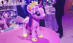 Size: 722x430 | Tagged: safe, derpibooru import, twilight sparkle, twilight sparkle (alicorn), alicorn, pony, equestria daily, my little pony: the movie, irl, photo, robotwi, toy, toy fair, toy fair 2017