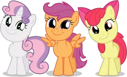 Size: 7440x4520 | Tagged: absurd resolution, adorabloom, apple bloom, artist:tomfraggle, cute, cutealoo, cutie mark crusaders, derpibooru import, diasweetes, safe, scootaloo, simple background, smiling, spread wings, sweetie belle, this will end in tears and/or death and/or covered in tree sap, transparent background, vector