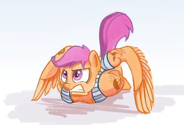 Size: 624x425 | Tagged: derpibooru import, military, push-ups, russian, safe, scootaloo, solo, tattoo, vdv, wing-ups