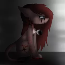 Size: 2000x2000 | Tagged: artist:tuzziixx, blood, crying, derpibooru import, grimdark, oc, scar, self harm, solo, unofficial characters only, vent art