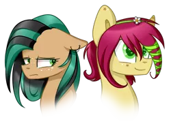 Size: 1675x1240 | Tagged: safe, artist:despotshy, derpibooru import, oc, oc:lil happiness, oc:lil sadness, unofficial characters only, earth pony, pony, bloodshot eyes, bust, crying, freckles, portrait, simple background, sisters, transparent background