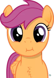 Size: 1983x2871 | Tagged: safe, artist:arifproject, derpibooru import, scootaloo, pegasus, pony, :i, arif's scrunchy pone, cute, female, filly, looking at you, simple background, solo, transparent background, vector