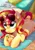 Size: 707x1000 | Tagged: safe, artist:yulyeen, derpibooru import, sunset shimmer, pony, unicorn, beach, beach umbrella, both cutie marks, cocktail glass, cute, drink, image, jpeg, looking up, prone, sex on the beach (drink), shimmerbetes, solo, sunglasses, towel