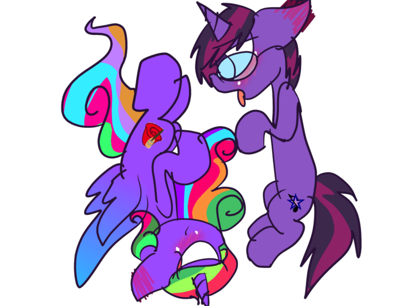 Size: 1024x768 | Tagged: suggestive, artist:rubyg242, derpibooru import, oc, oc:amellia rose, oc:midnight coda, unofficial characters only, alicorn, pony, 69 position, alicorn oc, blushing, glasses, oral, rainbow hair, request, requested art, sex, shipping, simple background, transparent background