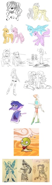 Size: 1000x3500 | Tagged: safe, artist:magneticskye, derpibooru import, adagio dazzle, applejack, aria blaze, fluttershy, pinkie pie, rainbow dash, rarity, twilight sparkle, crab, jellyfish, seahorse, equestria girls, applepie, female, flarity, lapis lazuli (steven universe), lesbian, maplestory, monochrome, pearl (steven universe), rollerblades, shipping, simple background, steven universe, twidash, white background