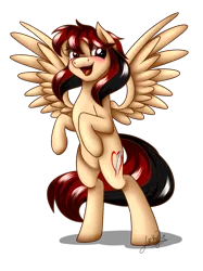 Size: 1120x1500 | Tagged: safe, artist:jack-pie, derpibooru import, oc, oc:jack pie, unofficial characters only, pegasus, pony, cute, female, mare, ocbetes, open mouth, rearing, simple background, smiling, solo, spread wings, transparent background