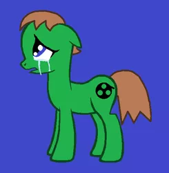 Size: 518x528 | Tagged: safe, derpibooru import, oc, oc:ian, unofficial characters only, earth pony, pony, blue background, crying, depression, simple background, solo