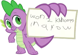 Size: 1280x917 | Tagged: artist:bobthelurker, derpibooru import, dragon, edit, exploitable meme, kahoot, meme, safe, simple background, solo, spike, spike card meme, transparent background, vector