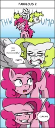 Size: 650x1485 | Tagged: safe, artist:acesrockz, derpibooru import, pinkie pie, surprise, pony, comic, derp, dialogue, facial expressions, faic, g1, heavy, kitty0706, open mouth, parody, reference, speech bubble, team fabulous 2, team fortress 2, wat