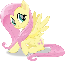 Size: 5583x5206 | Tagged: safe, artist:shutterflyeqd, derpibooru import, fluttershy, pegasus, pony, my little pony: the movie, absurd resolution, cute, female, happy, looking at you, mare, raised hoof, shyabetes, simple background, sitting, smiling, solo, spread wings, transparent background, vector