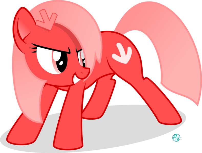 Size: 3122x2374 | Tagged: safe, artist:arifproject, derpibooru import, oc, oc:downvote, ponified, unofficial characters only, earth pony, pony, derpibooru, derpibooru ponified, female, hairclip, mare, meta, simple background, smiling, solo, teasing, transparent background, vector