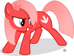 Size: 3122x2374 | Tagged: safe, artist:arifproject, derpibooru import, oc, oc:downvote, ponified, unofficial characters only, earth pony, pony, derpibooru, derpibooru ponified, female, hairclip, mare, meta, simple background, smiling, solo, teasing, transparent background, vector