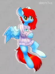 Size: 809x1082 | Tagged: safe, artist:elvche, derpibooru import, oc, unofficial characters only, pegasus, pony, clothes, heart eyes, open-chest sweater, raspberry, solo, sweater, tongue out, wingding eyes