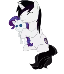 Size: 3328x3840 | Tagged: safe, artist:barrfind, derpibooru import, rarity, oc, oc:barrfind, pony, unicorn, canon x oc, hug, male, pushing, rarifind, shipping, simple background, sitting, stallion, straight, transparent background, vector