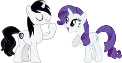 Size: 3872x2002 | Tagged: safe, artist:barrfind, derpibooru import, rarity, oc, oc:barrfind, pony, unicorn, canon x oc, female, gasp, love, male, muscles, rarifind, shipping, simple background, straight, transparent background, vector