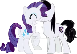 Size: 1024x713 | Tagged: safe, artist:barrfind, derpibooru import, rarity, oc, oc:barrfind, pony, unicorn, canon x oc, female, kiss on the cheek, kissing, male, rarifind, shipping, simple background, smiling, straight, transparent background, vector, watermark