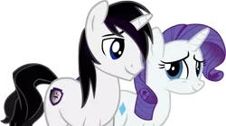 Size: 3810x2132 | Tagged: safe, artist:barrfind, derpibooru import, rarity, oc, oc:barrfind, pony, unicorn, canon x oc, female, male, rarifind, shipping, simple background, smiling, straight, transparent background, vector