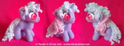 Size: 1349x500 | Tagged: artist:voodoo-tiki, derpibooru import, female, filly, g1, g1 to g4, generation leap, irl, photo, plushie, powder, safe, solo, younger