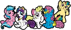 Size: 1024x444 | Tagged: adoraprise, artist:opallene, bow, bowtie (g1), colt, crown, cute, derpibooru import, female, filly, firefly, flyabetes, g1, g1 to g4, generation leap, glory, jewelry, male, regalia, rule 63, rule63betes, safe, simple background, skydancer, surprise, tail bow, transparent background, younger